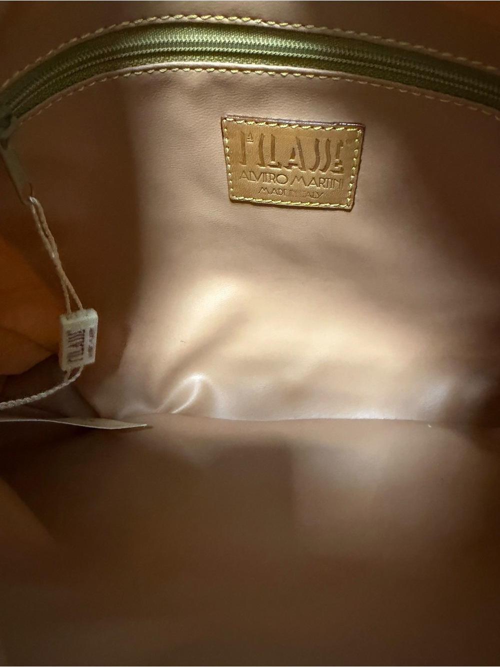 Alviero Martini Pattern Map Tan/Multi Coated Cotton Shoulder Handbag - Picture 6 of 9